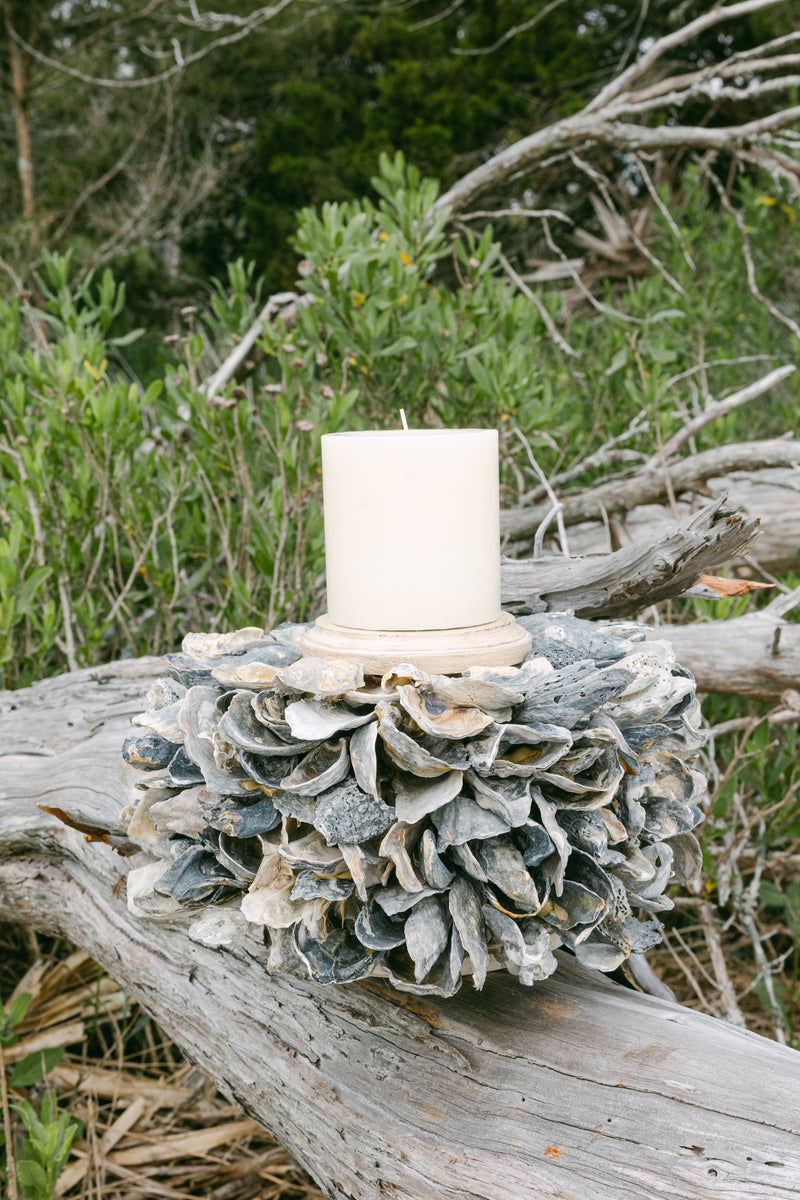 Gabriel Pillar Oyster Shell Candle Holder, Stained Top – Renee