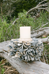 Gabriel Pillar Oyster Shell Candle Holder, Stained Top