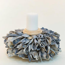 Load image into Gallery viewer, Gabriel Pillar Oyster Shell Candle Holder (White/Grey)
