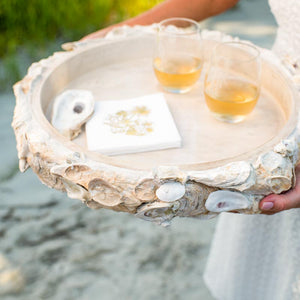 Chamuel Oyster Shell Round Tray | Oyster Shell Decor