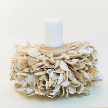 Load image into Gallery viewer, Gabriel Pillar Oyster Shell Candle Holder (White/Grey)
